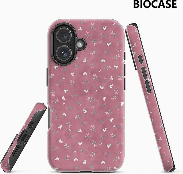 Potdemiel Handyhülle mit Rosa Herz-Design für iPhone 17 16 15 14 13 Pro Max Plus, magnetische robuste Einzel- und Doppelschicht-Hülle, Farbe: Pink - Bild 1