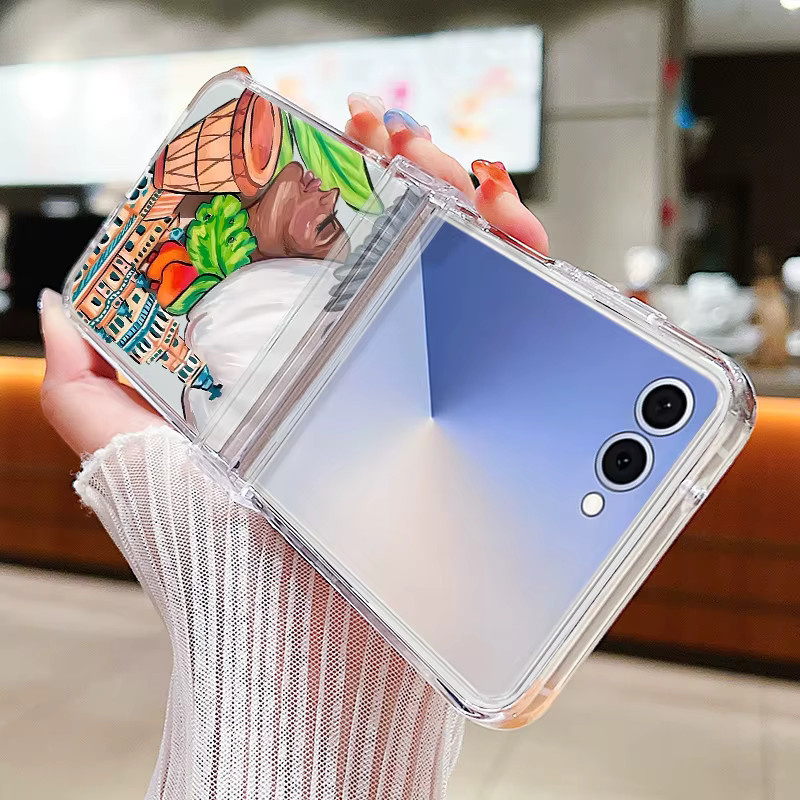 MOESOE Klare Schutzhülle mit Cartoon Meer Landschaft Muster für Samsung Galaxy Z Flip6, Transparent/Multicolor - Bild 2