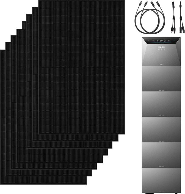 Anker Solix 4000W PV Komplettset mit E5000 Pro Solarbank und 5 BP5000 Erweiterungsakkus in Schwarz - Bild 1
