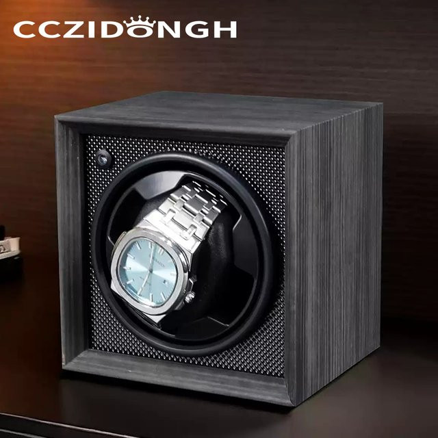 CCZIDONGH Uhrenbox mit automatischem Uhrenbeweger, Edelstahl, Schwarz - Bild 1