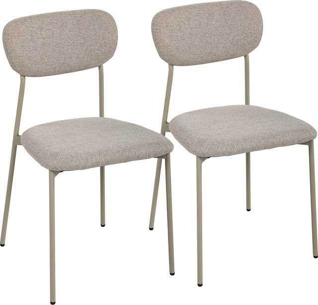 HOMCOM 2er-Set stapelbare Esszimmerstühle in Leinenoptik mit Stahlbeinen, Hellbraun - Bild 1