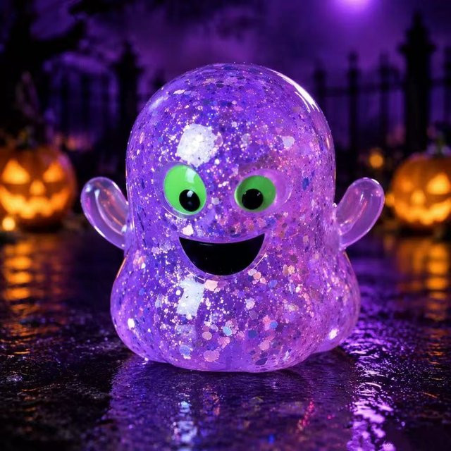 Binchi Outdoor Equipment Glitzernde leuchtende Geister Squishy, Halloween Stressabbau Fidget Spielzeug - Bild 1