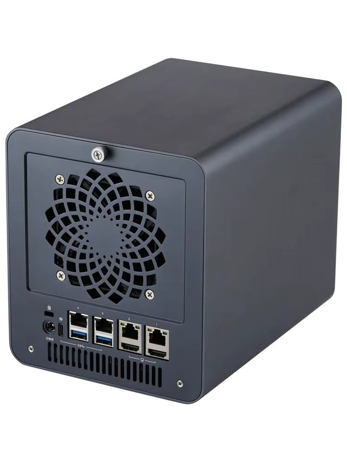 Qotom Mini-PC Q31051DS mit Intel i5 10210U, DDR4 3200MHz, 2,5G LAN, Unterstützung für 4x 2,5/3,5 Zoll HDD und M.2 2280 NVMe SSD, Schwarz - Bild 2