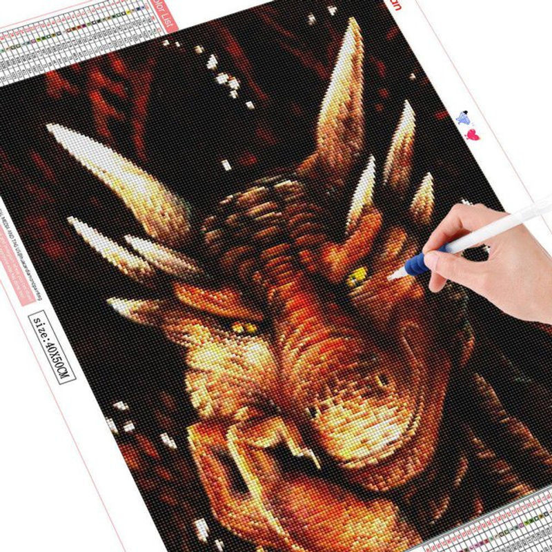 FIYO Diamant-Gemälde Drache als Kreuzstich-Mosaik in Querformat, mehrfarbig, B/H: 20 x 30 cm - Bild 1