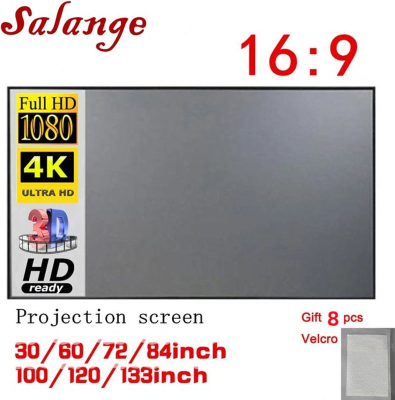 Salange Beamer Leinwand Projektionsstoff Grau, Tragbare Reflektierende Leinwand für 100 bis 120 Zoll, Rechteckig und Hängend - Bild 1