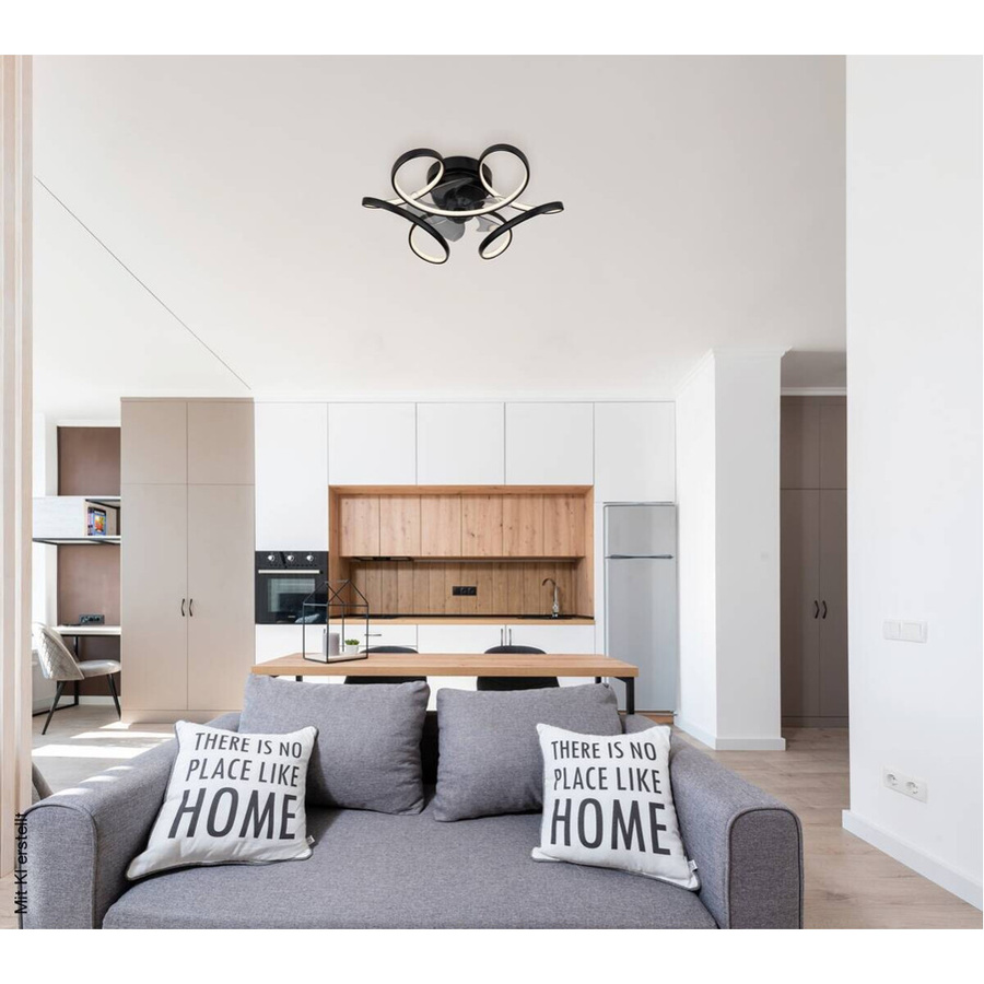 Globo Lighting LED-Deckenventilator modern in Schwarz und Transparent mit Fernbedienung und Dimmfunktion, H: 21 cm, D: 56 cm - Bild 2