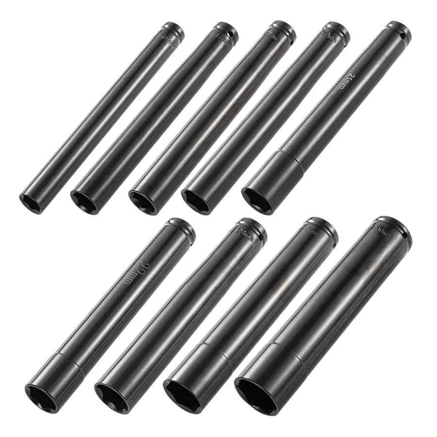 Tiefen-Schlüsselbuchse 1/2 Zoll mit 14-32mm Adapter in Schwarz für Muttern und Spanner, Länge: 200 mm - Bild 2
