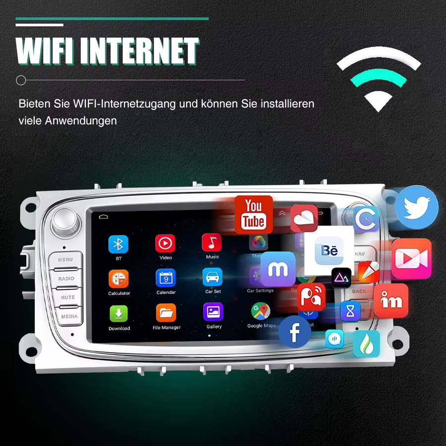 ESSGOO Android 15 Autoradio mit 7 Zoll Display für Ford Focus MK2, Mondeo, C-Max und S-Max inklusive Wireless Carplay, GPS, Wi-Fi und USB - Bild 5