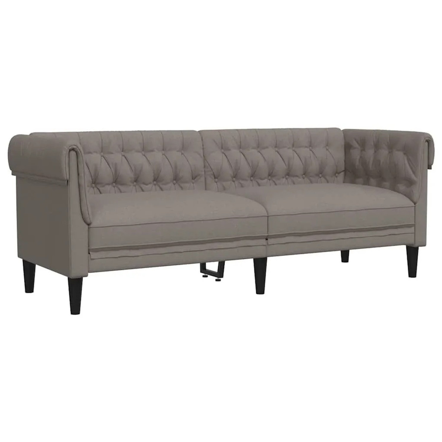 vidaXL Chesterfield-Sofa 3-Sitzer in Taupe und Beige aus Stoff mit Massivholzrahmen B/T/H: 201,5 x 74,5 x 74,5 cm - Bild 2