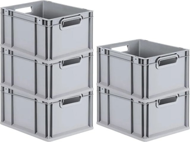 PROREGAL SparSet 5x Eurobox NextGen Grip in Grau mit verstärkten Wänden, H x B x T: 22 x 30 x 40 cm, 20 Liter - Bild 1
