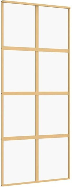 vidaXL Schiebetür modern in Gold mit transparentem ESG-Klarglas und Aluminium, B/H: 90 x 205 cm - Bild 1