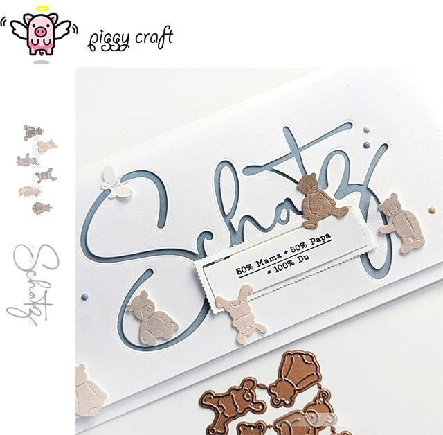 Piggy Craft Metall-Stanzformen in Silber für Scrapbook und Bastelarbeiten mit Bären-Buchstaben-Motiven - Bild 1
