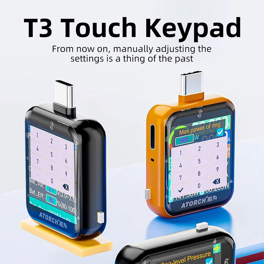 Diymore Typ-C USB-Ladetester T3 mit Touch-Steuerung und Schwerkraftsensor, digitales Voltmeter und Amperemeter, hochpräzises Leistungsmessgerät in Orange - Bild 4