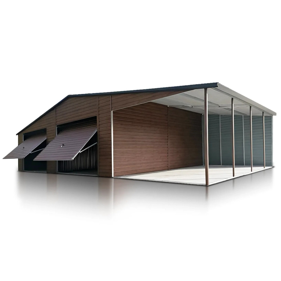 Liderstal Doppelgarage Premium aus Trapezprofilblech mit Carport in Holzoptik, B/T: 800 x 600 cm - Bild 2