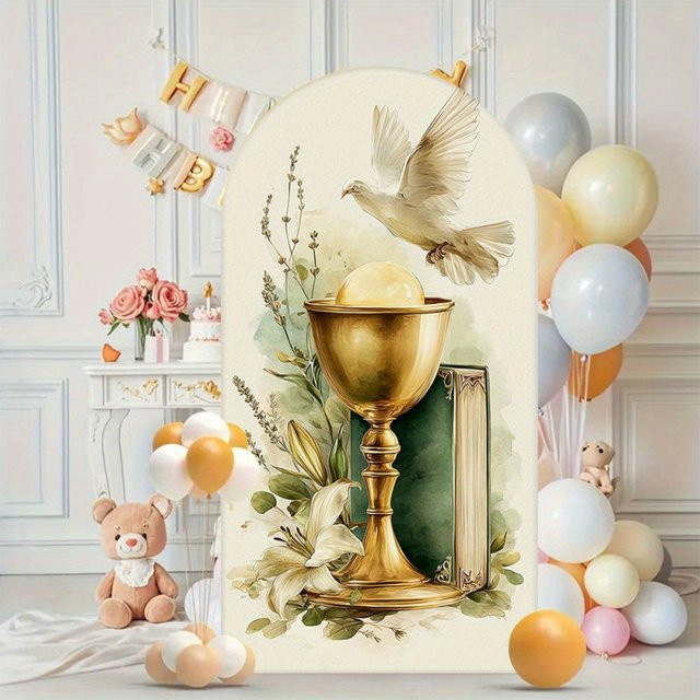 VIKAMA Dekorativer Hintergrund mit christlichem Sakramentsymbol in Multicolour für Hochzeiten, Partys und Fotoshootings - Bild 1