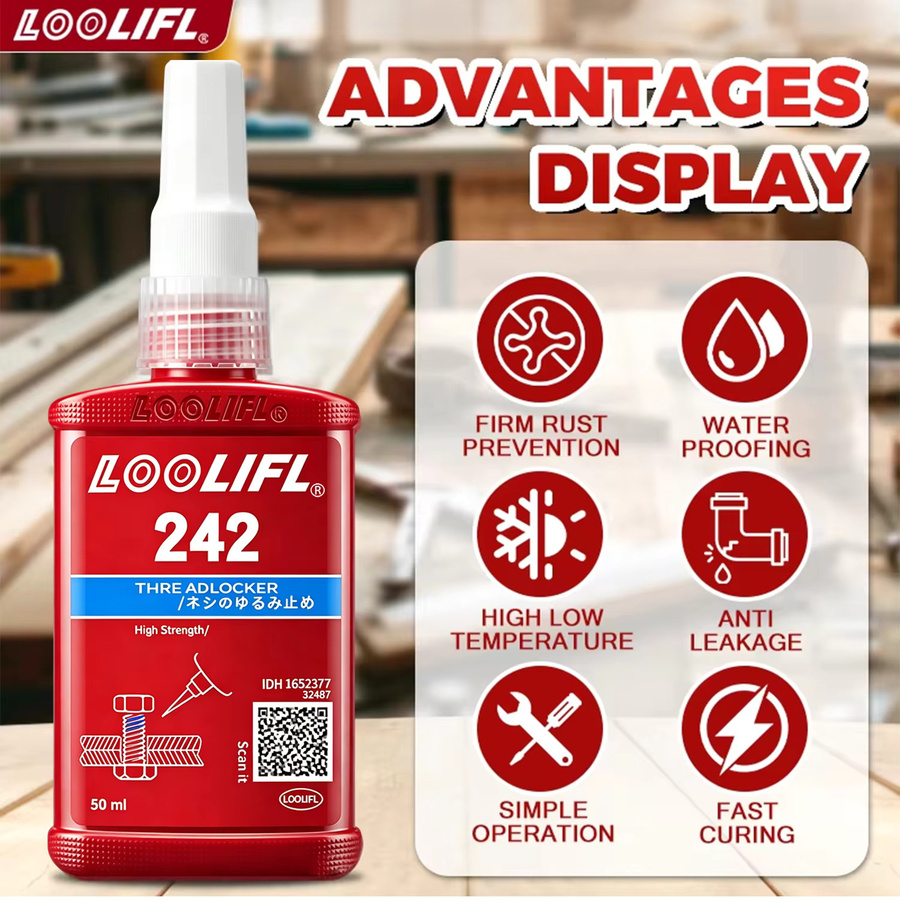 LOOLIFL ThreadLocker Schraubenkleber Rot 50ml Schnell härtender Gewindesicherungskleber - Bild 3