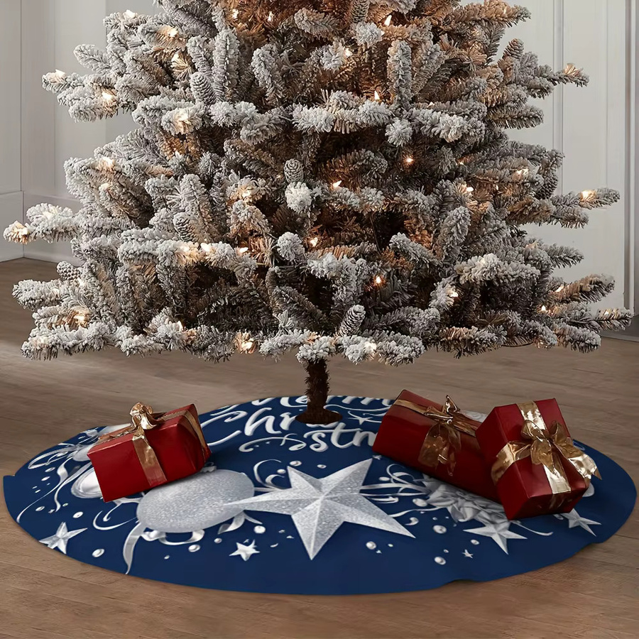 VIKAMA Weihnachtsbaumrock in Blau und Gold mit Sternkranz als Baum-Basishülle für innen und außen - Bild 5