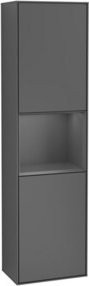 V&B Hochschrank Finion mit LED-Beleuchtung und Glastüren in Anthrazit, B/T/H: 41,8 x 15,0 x 151,6 cm - Bild 1