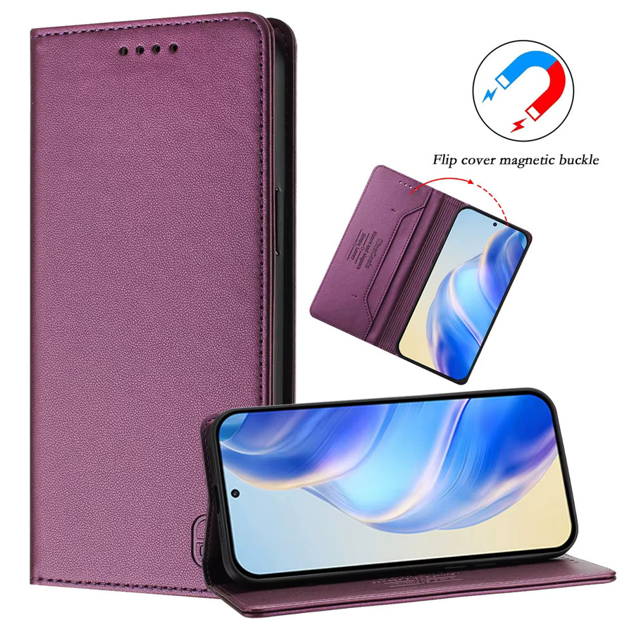 Magnetische Leder-Brieftasche als Flip-Hülle für Redmi Modelle in Pink und Purple - Bild 1
