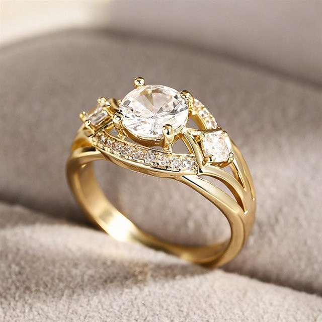 Huitan Damenring, goldfarben, Zirkonia, Damen - Bild 1