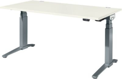 Schäfer Shop Genius ERGOSTYLE S Schreibtisch elektrisch höhenverstellbar, Rechteck, C-Fuß, weiß/anthrazit, B: 160 cm, T: 80 cm, H: 63,5-130,5 cm - Bild 1