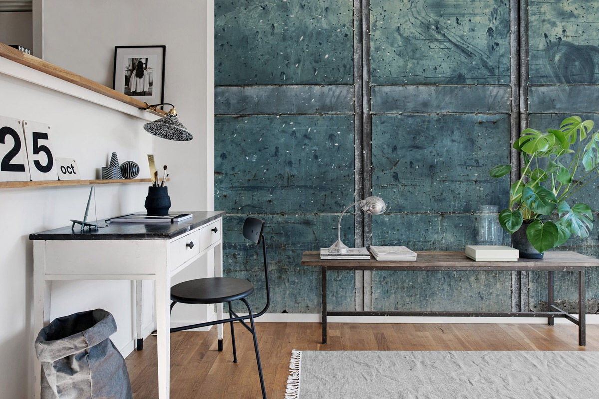 Rebel Walls Mural Metal Gradient Wandbild in Blau mit abstraktem Design - Bild 3