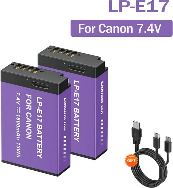 PALO LP-E17 Akku mit USB-C-Eingang für Canon EOS SL2 SL3 RP 200D 250D M3 M5 M6 750D 760D T6i T6s 800D 8000D 77D Kiss X8i - Bild 1
