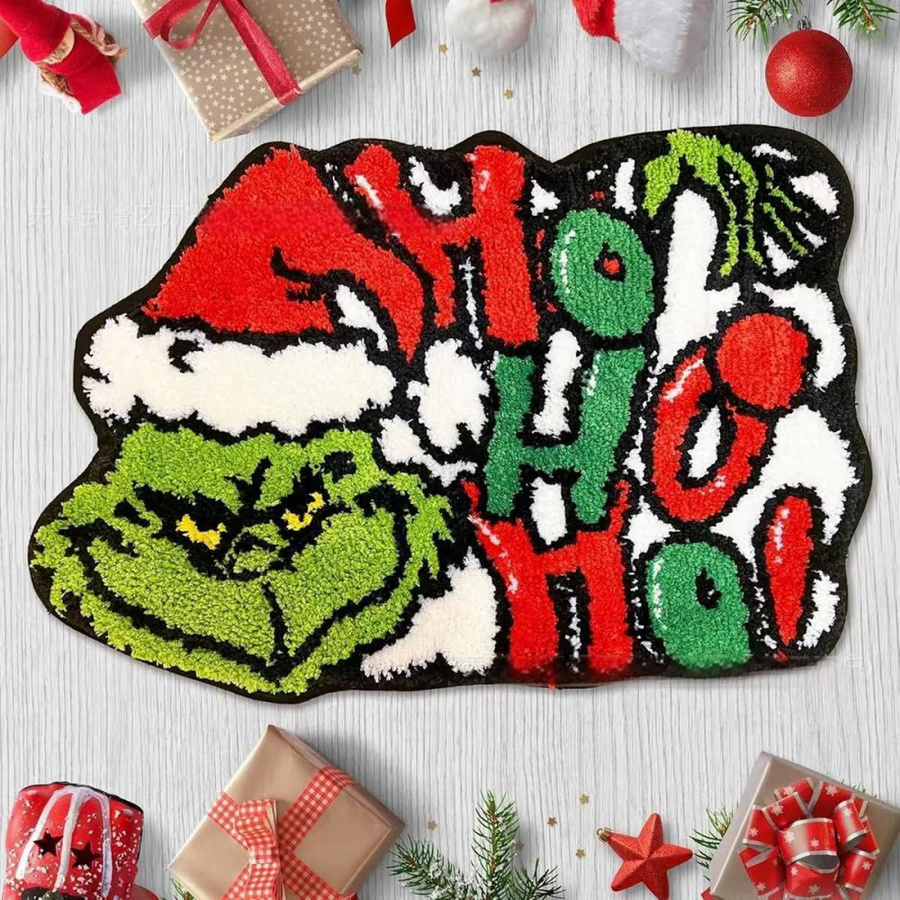 VIKAMA Weihnachts-Plüschteppich aus Kunstfell in Multicolour, rutschfest und pflegeleicht für Wohnzimmer, Schlafzimmer oder Flur - Bild 2