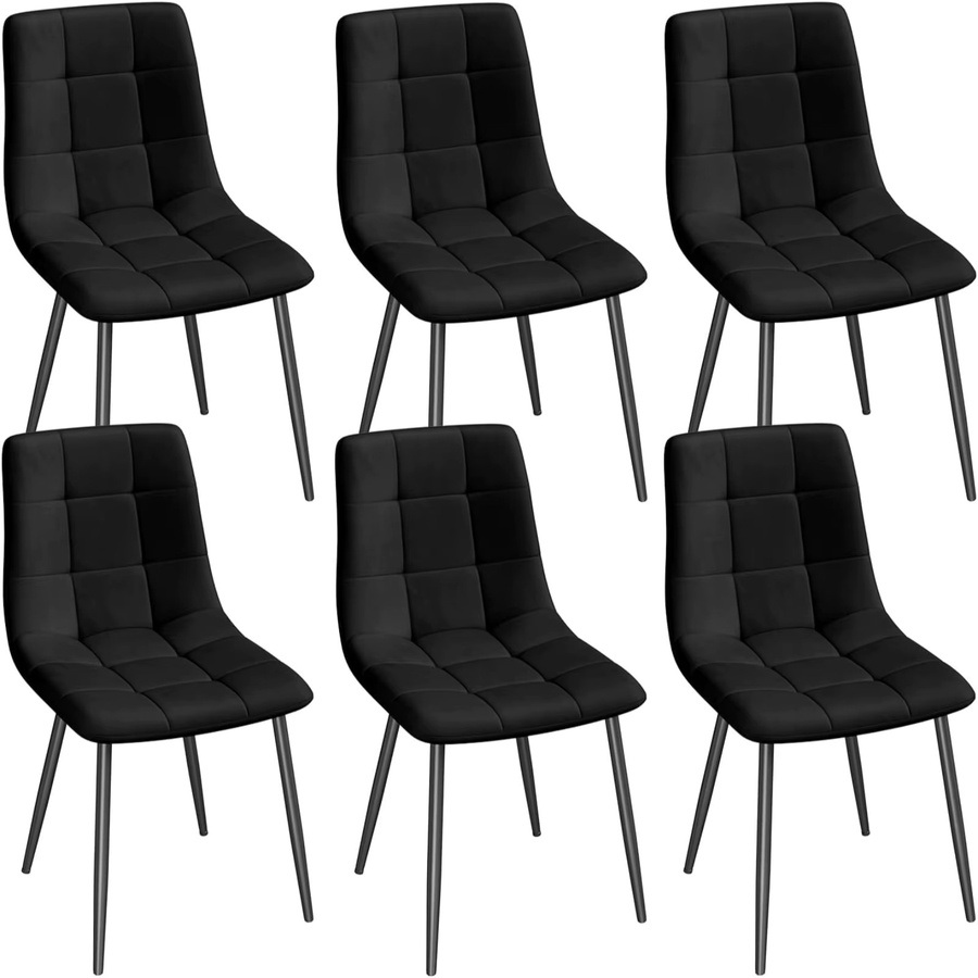 6er-Set Eugad Esszimmerstühle aus Samt in Schwarz mit ergonomischer Rückenlehne und Metallbeinen für dein Esszimmer, deine Küche oder dein Schlafzimmer - Bild 2
