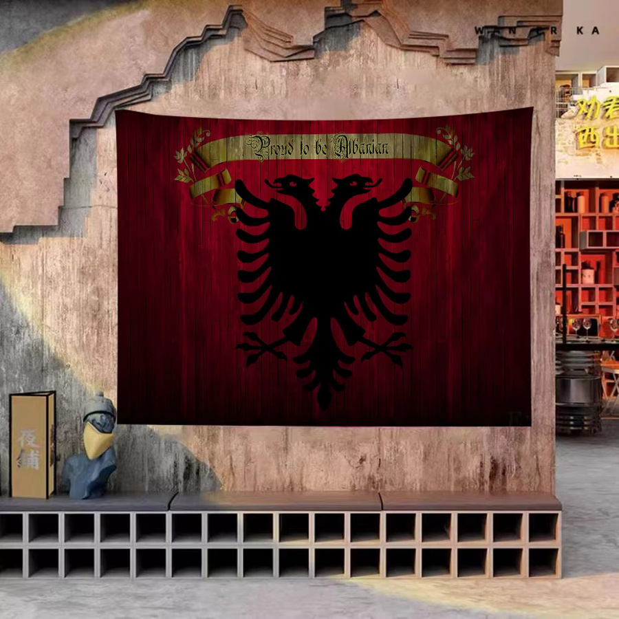 Rastar Albanien-Flagge als rechteckiges Textil-Banner in Rot für Partys und Werbung, B/H: 70 x 50 cm - Bild 4