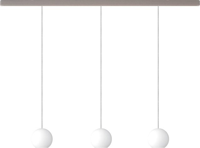 KOMOT KOS Trio L LED-Pendelleuchte Schiene 150 cm in Nickel matt und Edelstahl mit mundgeblasenem Opalglas und Tunable White (2200K - 4200K) - Bild 1