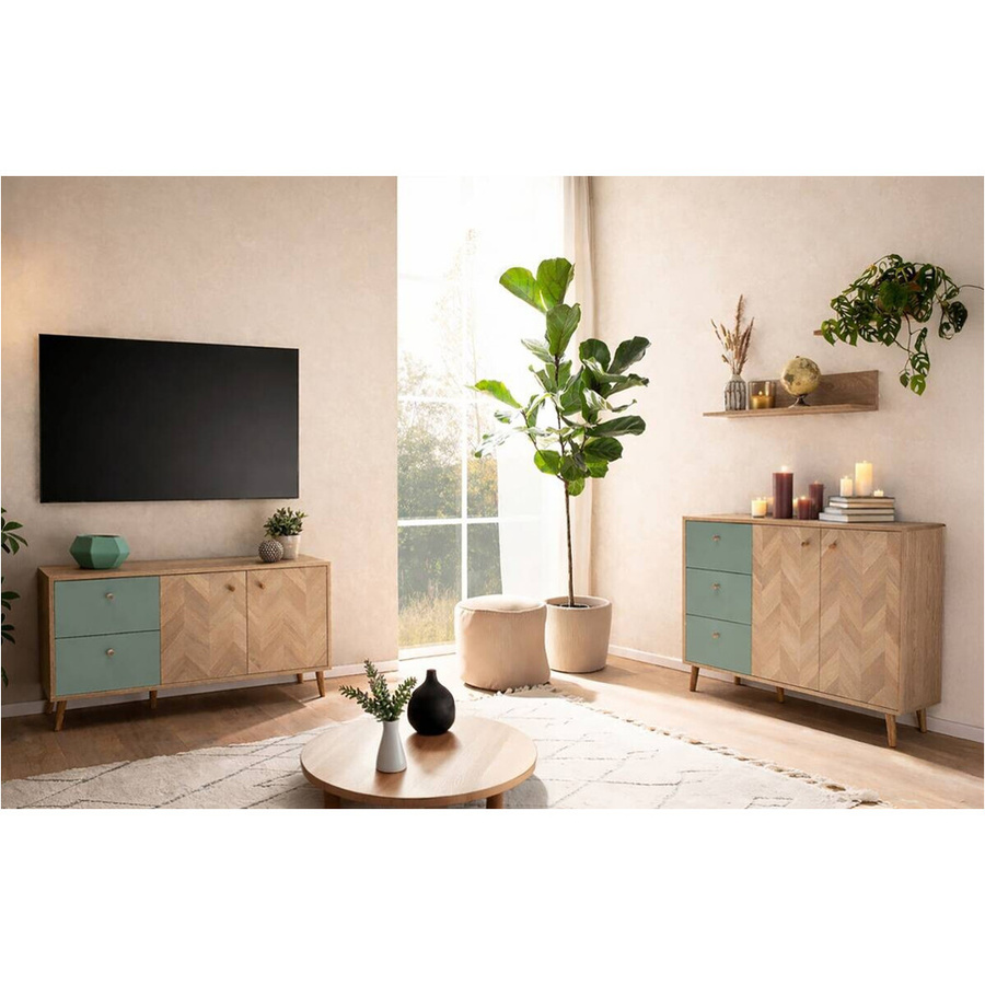 Schildmeyer Lowboard Visby Eiche Nachbildung Pistazie Fischgräten B/H/T: 109 x 44,1 x 33,05 cm - Bild 2