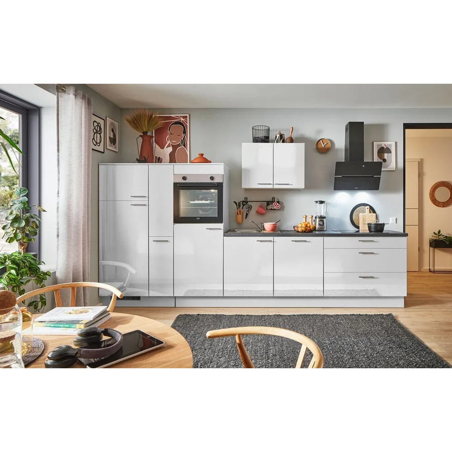 pino Küchenzeile Lichtgrau Hochglanz mit 1 Geräteschrank und 1 Apothekerschrank Breite: 360 cm, Höhe: 174 cm, Tiefe: 60 cm - Bild 2
