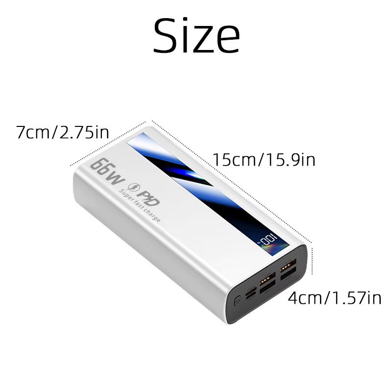 Cohana Powerbank 60000mAh mit 66W Superschnellladegerät in Schwarz, kompatibel mit Android und iOS - Bild 7