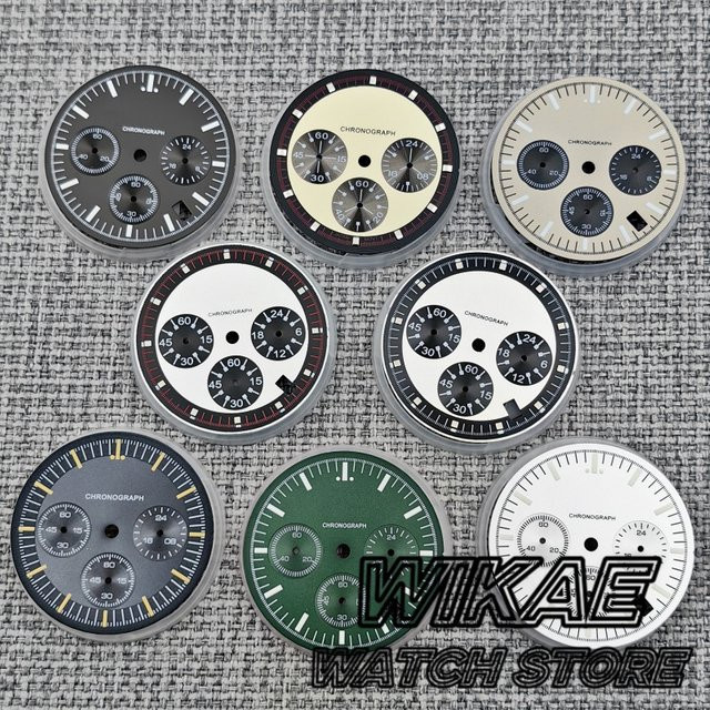 Uhrenteile VK63 Quarz-Mond-Zifferblatt, 31,5 mm, schwarz-weiß-grau, Unisex - Bild 1