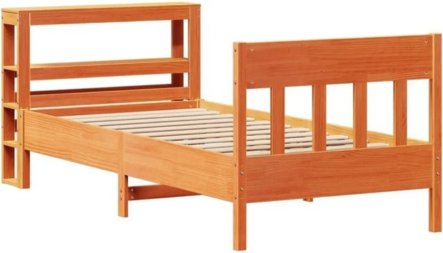 vidaXL Massivholzbett aus Kiefernholz in Braun, rustikales Bett ohne Matratze, B/T/H: 100 x 200 x 82 cm - Bild 1