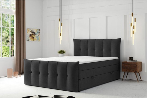 M-Punkt GmbH Boxspringbett PORTO mit Bettkasten aus Webstoff B/T/H: 180 x 200 cm