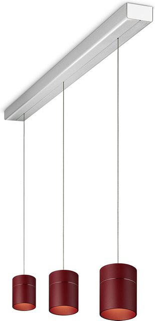 Oligo Tudor M LED-Pendelleuchte 3-flammig in Rot matt mit Aluminium-Baldachin und Tunable White (2200K - 5000K) - Bild 1