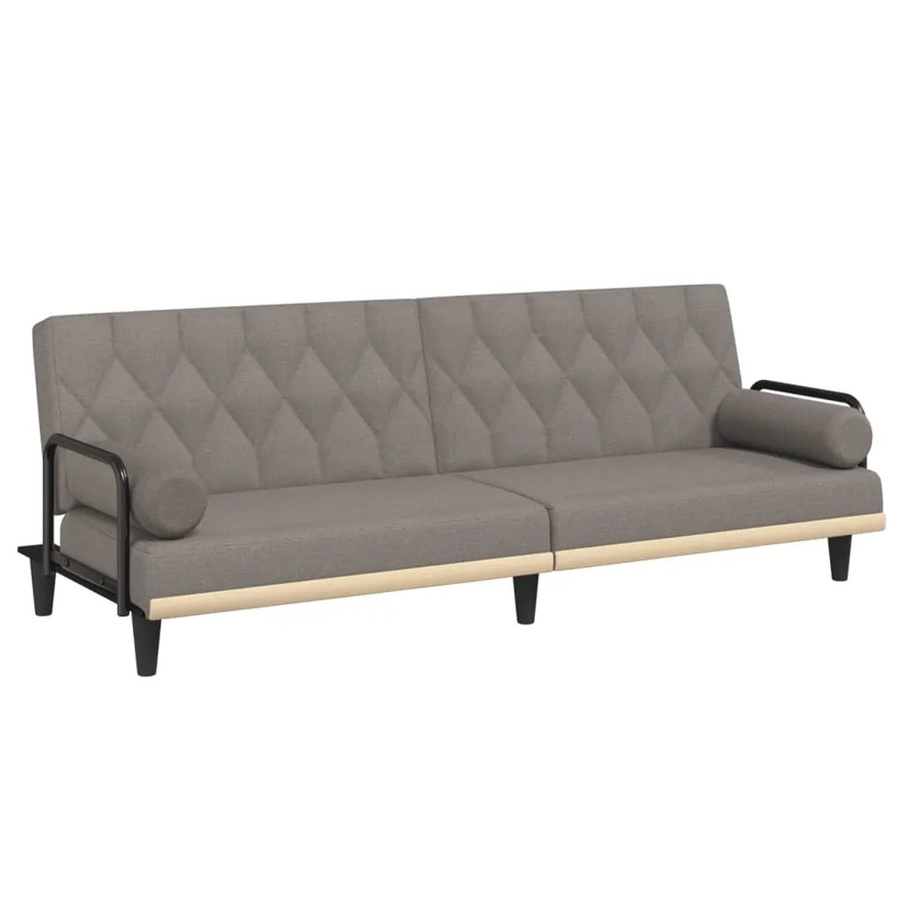 vidaXL Schlafsofa Click-Clack mit Armlehnen in Taupe, Stoffbezug und Schaumstoffpolsterung - Bild 2
