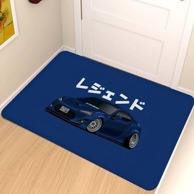 VIKAMA Bodenmatte mit Autopatroon-Aufdruck in Blau, rechteckig, Breite: 60 cm, Tiefe: 40 cm - Bild 1