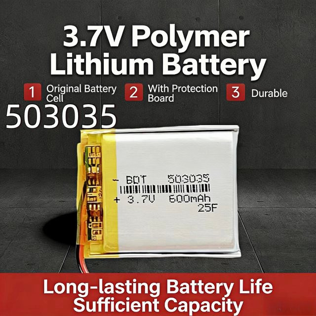 Koonenda Wiederaufladbarer 503035 Li-Polymer-Akku 3,7 V 500 mAh in Silber als Ersatz für GPS, MP3, DVD, VR-Player und Auto-Recorder - Bild 1