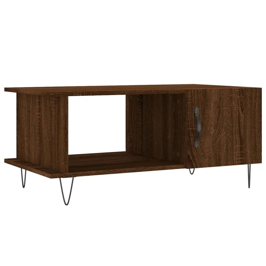 vidaXL Couchtisch in Braun mit Eichen-Optik aus Holzwerkstoff und Eisen, B/T/H: 90 x 50 x 40 cm - Bild 2