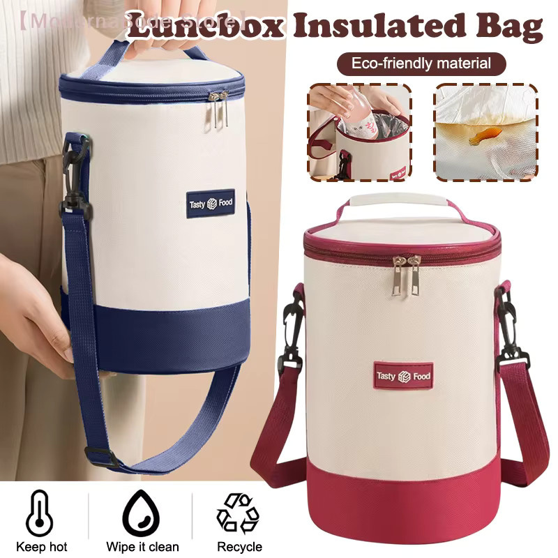 Tragbare zylindrische Lunchbox mit Isolierung in Rot - Bild 2