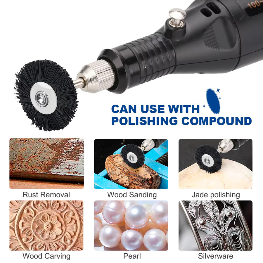 xcan Polierdrahtbürsten-Set aus Edelstahl und Messing mit 22 mm Durchmesser für Dremel-Zubehör, Multicolor, 10 Stück - Bild 5