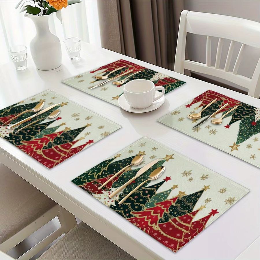 VIKAMA Christmas Limited Edition wasserfeste Tischdecke mit Servietten und Weihnachtsbaumschmuck - Bild 2