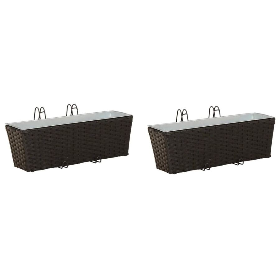 vidaXL Pflanzer Set für Balkon und Garten aus Metall, Schwarz, 2 Stück, B/T/H: 50 x 17 x 17 cm - Bild 2