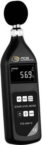 PCE Instruments Schallmessgerät PCE-ASM in Schwarz mit 1/2 Zoll Mikrofon, Zeitbewertung F & S sowie Frequenzbewertung A C Z, Messbereich 10 bis 130 dB - Bild 1