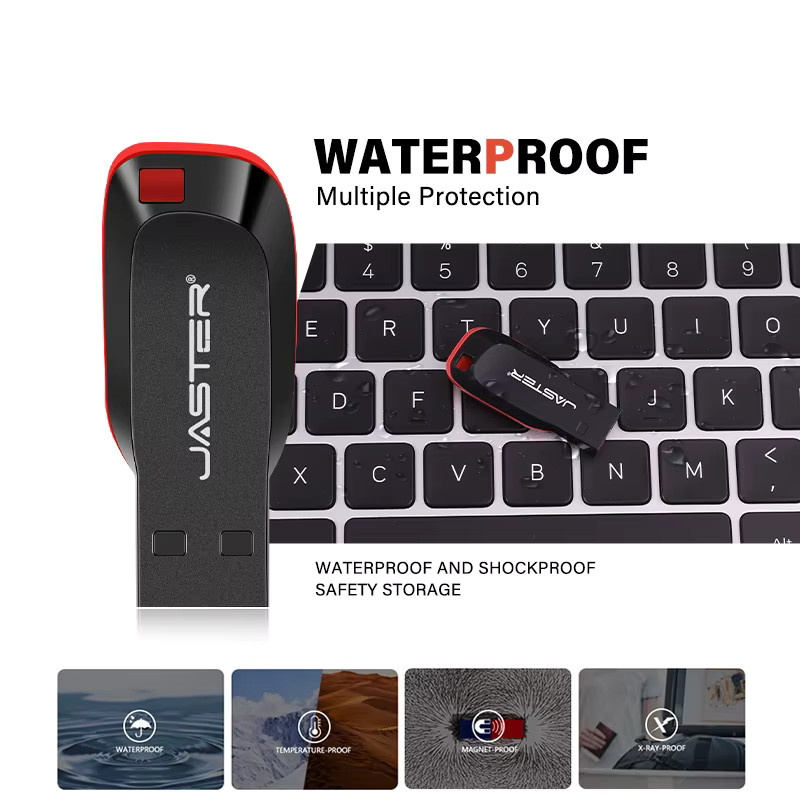 JASTER USB 2.0 Flash-Schlüsselanhänger in Schwarz mit Kapazitäten von 16 GB bis 128 GB - Bild 3