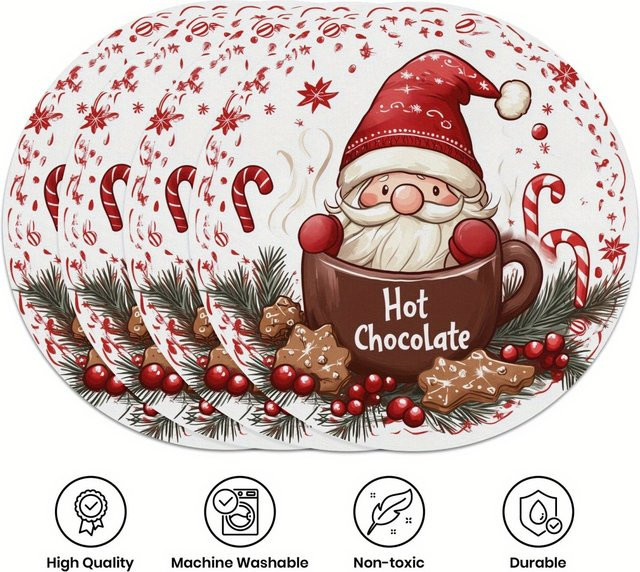 VIKAMA 4-teiliges Weihnachtsmann Tischset Set für Weihnachtsfeier und Tischdekoration - Bild 1