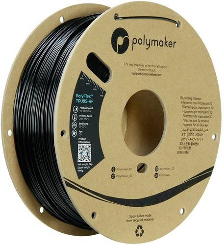 Polymaker TPU95-HF Filament Schwarz, flexibles Highspeed TPU Filament für FDM, 1,75 mm, 1000 g - Bild 1